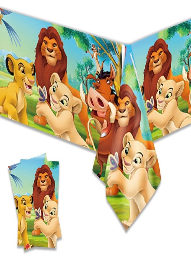 OMTO 2Pcs Lion-King Tablecloth Disposable Tablecover Birthday Party Supplies and Decorations for Kid Boy Baby Shower Rectangle Tables 70"X42",2 Pack - Image 2