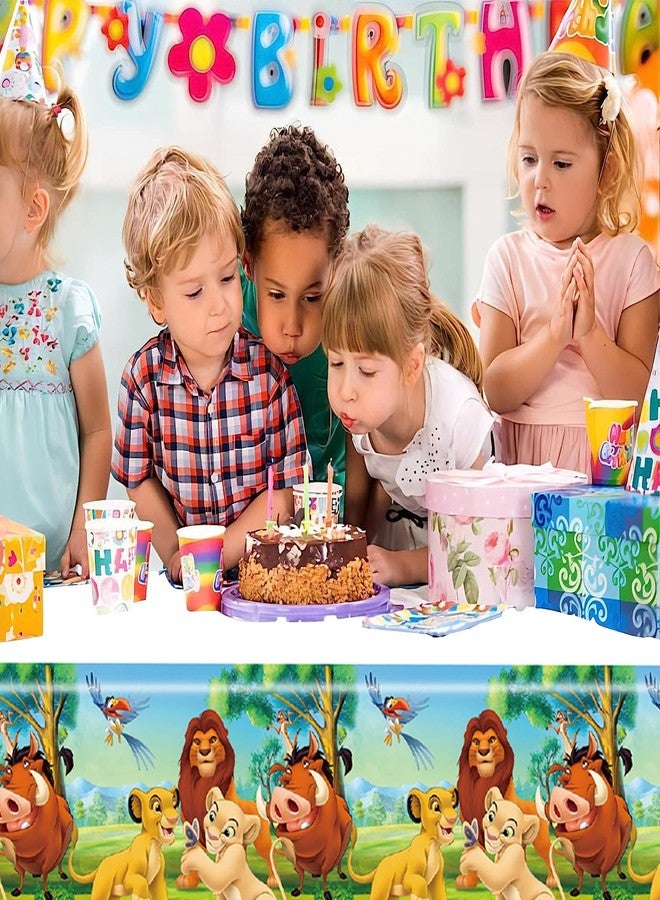 OMTO 2Pcs Lion-King Tablecloth Disposable Tablecover Birthday Party Supplies and Decorations for Kid Boy Baby Shower Rectangle Tables 70"X42",2 Pack - Image 5