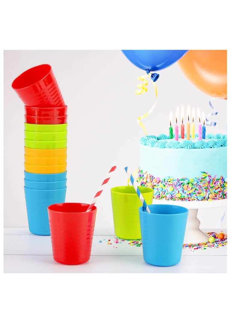 Kids Plastic Cups Set, 12 Pcs 8 oz Kids Drinking Cups, Toddler Cups Reusable Drinking Cups for Kids, BPA-Free Cups for Kids & Toddler, Stackable Juice Tumblers, Unbreakable Plastic Drinking Cups - Image 3