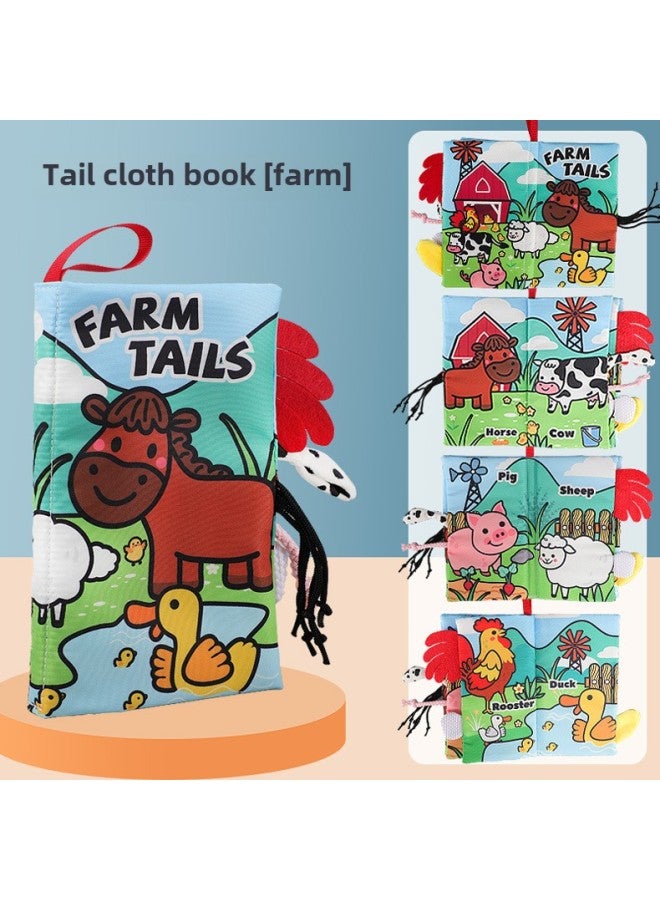 Baby Tail Cloth Book Baby Development Brain Tear Cloth Book Children's Ring Paper Three-dimensional Cloth Book Early Teaching Toy-Color: Farm Tail Cloth Book (The First And Last Pages Contain Ringing Paper)  - Image 1