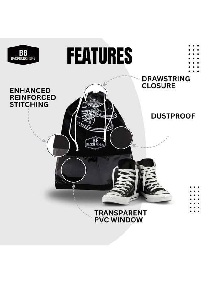 BB BACKBENCHERS Shoe Bag Cover/Shoe Bag Pouch/Storage Bag/Storage Cover for Travelling and Footwear (Black, 6) - Image 2