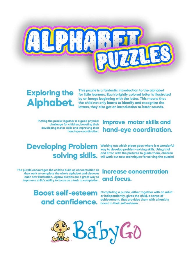 بيبي جو لعبة تركيب الصور المقطوعة بأحرف أبجدية من بيبي جو للأطفال من عمر 3 سنوات فما فوق، باللون الأزرق - Image 5