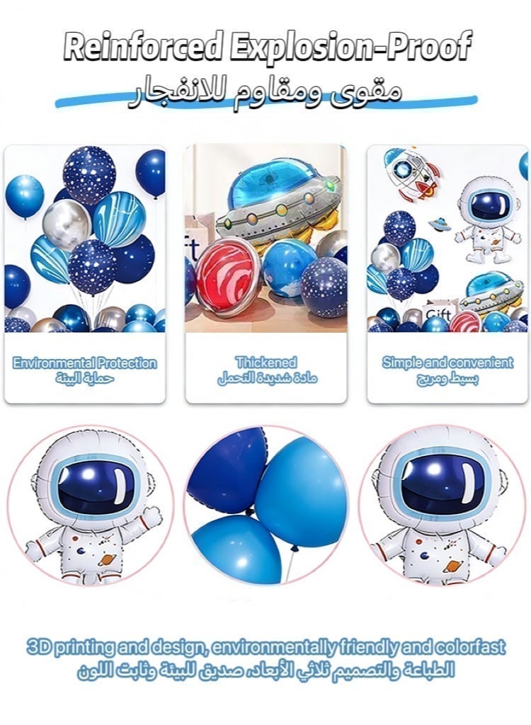 Outer Space Astronaut Birthday Balloon Set, Galaxy Rocket UFO Space Theme Party Decoration, Blue Latex Balloons Arch Kit With Happy Birthday Banner, Kids Boys Birthday Baby Shower Space Party Supplies - Image 5