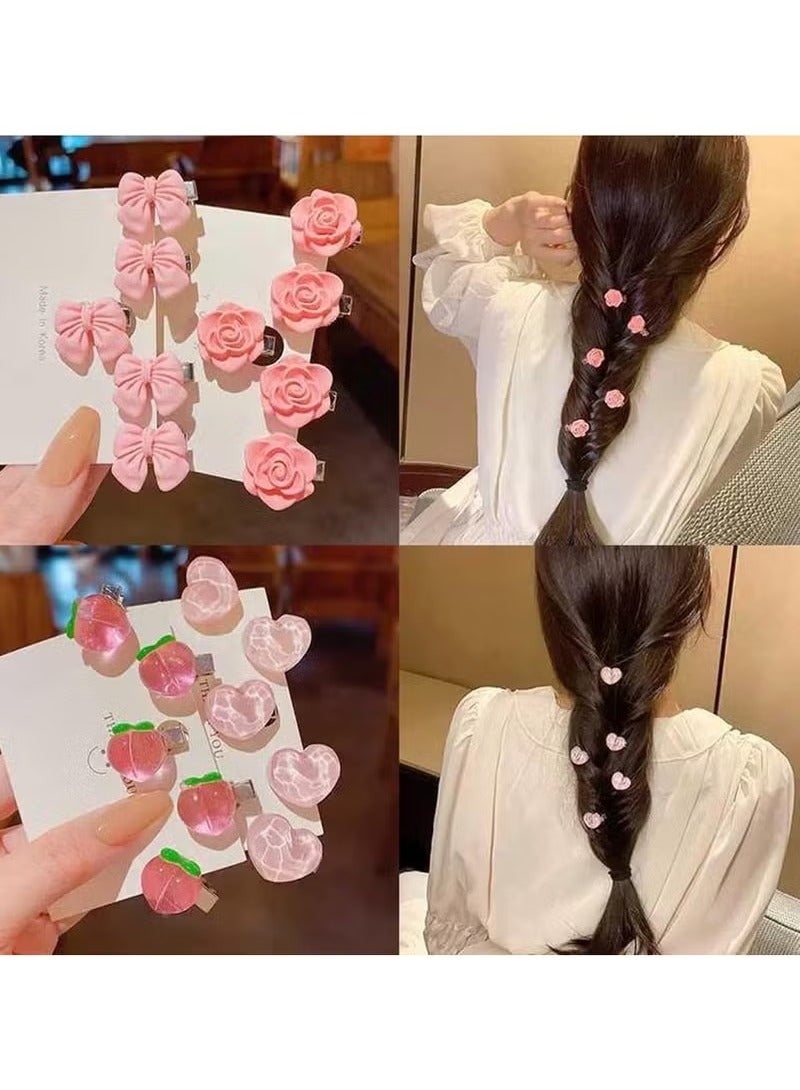 20-Piece Small Hair Clips,Cute Hair Pins Pink Hair Clips,Heart Rose Peach Bow Hair Barrettes Mini Hair Clips for Women girl (Pink) - Image 4