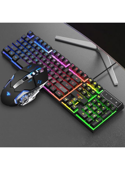 X-L SWAB GX50 Computer Manipulator Feel Wired Keyboard + Macro Programming Mouse, Color： Black Mixed Light