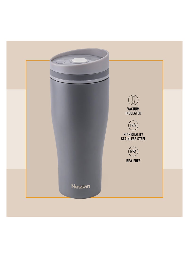 Nessan Insulated Stainless Steel Vacuum Mug, 360 ml - Grey - Image 2