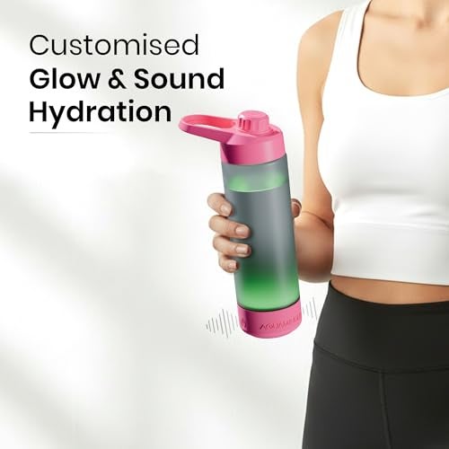 Aquaminder Silicone Smart Water Bottle With Hydration Reminder For Adult & Kids With Easy Grip, Glows & Beep Feature Frosted Water Bottle 770 Ml | Perfect For Gift, Gym,Office & Daily Use (Volga Pink) - Image 3