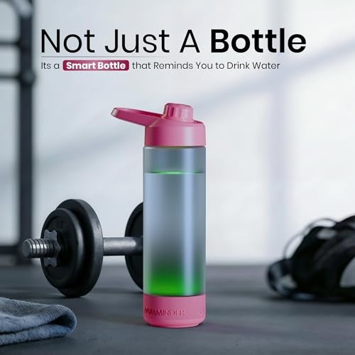 Aquaminder Silicone Smart Water Bottle With Hydration Reminder For Adult & Kids With Easy Grip, Glows & Beep Feature Frosted Water Bottle 770 Ml | Perfect For Gift, Gym,Office & Daily Use (Volga Pink) - Image 4