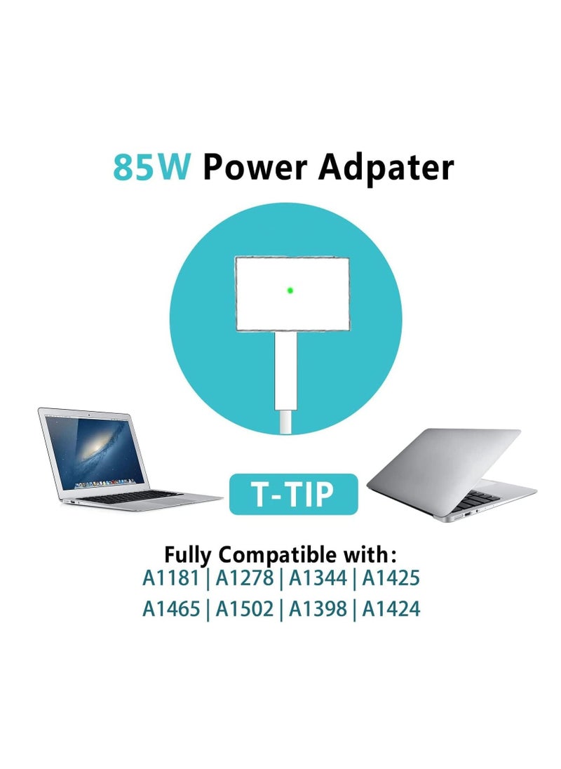 Ntech - NTECH Replacement AC Power Adapter (85W) T-Tip Magnetic Connector Power Adapter For MacBook Pro Compatible For 15-Inch And 17-Inch MacBook Pro White - Image 1