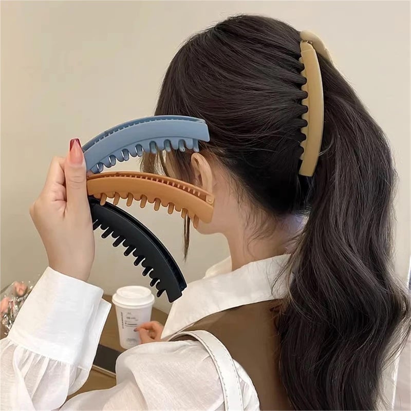 12pcs Large Hair Clip Banana for Ladies Buckle for Barrette Hairpins for A Woman Accessories Sprocket Clips(4-Highlight Black) - Image 4