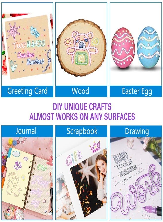 AKUBLE Shimmer Markers Doodle Outline Pens: 12 Glitter Set Stocking Stuffers Kid Teen Tween Girl Age 4 8 9 10 14 16 18 Year Old Christmas Gift Trendy Stuff Metallic Sparkle Art Craft Drawing Supplies Dazzles - Image 5