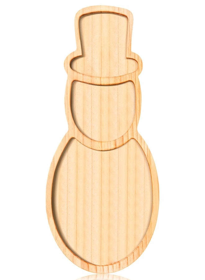 FOBSME Christmas Wooden Serving Tray Snowman Platter Charcuterie Board Cheese Cookie Snack Dish for Xmas Winter Holiday Housewarming Table Supply, 14.17x8.15x0.59 - Image 1