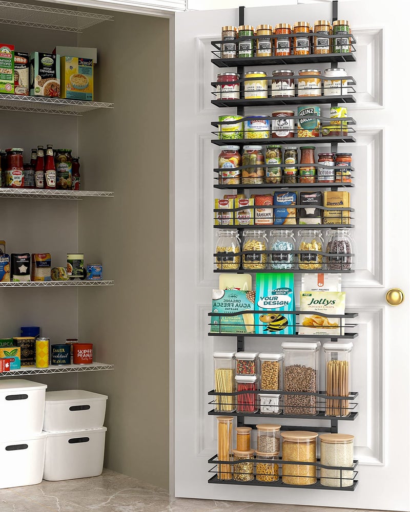 Moforoco 9-Tier Over The Door Pantry Organizer, Pantry Organization and Storage, Black Hanging Basket Wall Spice Rack Seasoning Shelves, Home & Kitchen Bedroom Bathroom House Essentials - Image 5