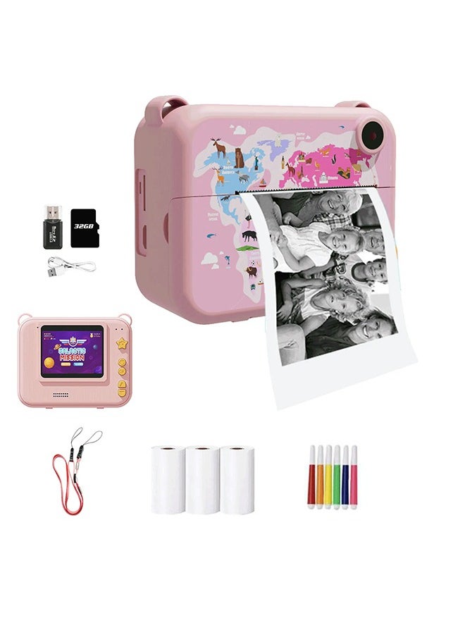 XiuWoo Children Digital Camera Instant Print for Kids Thermal Print Camera Instant Photo Printing Camera Toys Video 32G  - Image 1