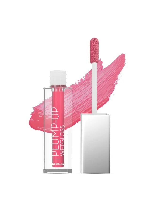 سويس بيوتي Swiss Beauty Plump-Up Wet Lightweight Lip Gloss With High Shine Glossy Finish For Fuller And Plump Lips | Shade- Spunky Pink, 2Ml|
