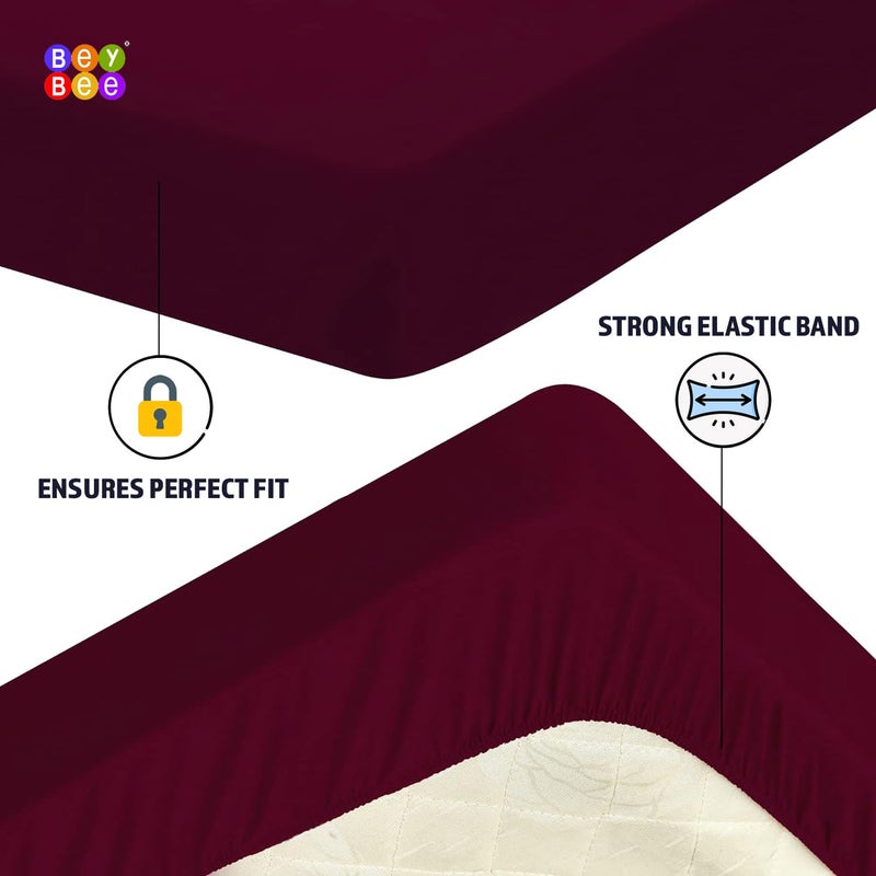 Bey Bee BeyBee 100 Waterproof Premium Cotton Terry Mattress Protector Breathable Hypoallergenic Washable 2X Absorbency Ultra Soft Easy Elastic Fitted Bed Protector Size78 72 Maroon - Image 3