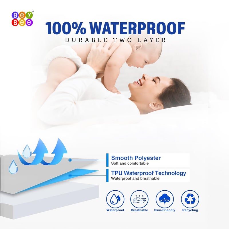 Bey Bee BeyBee 100 Waterproof Premium Cotton Terry Mattress Protector Breathable Hypoallergenic Washable 2X Absorbency Ultra Soft Easy Elastic Fitted Bed Protector Size78 72 Maroon - Image 2