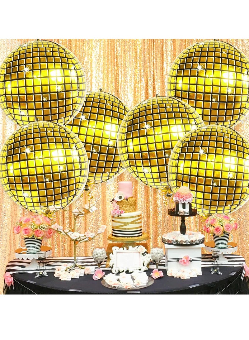 KASTWAVE Mirror Balloons, 6 Pcs Disco Metallic Balloons for 70s Party Decorations, 360 Degree 4D Round Sphere Ball Balloons, Mylar Balloons for Birthday Party (56 cm/22 inch, Gold) - Image 3