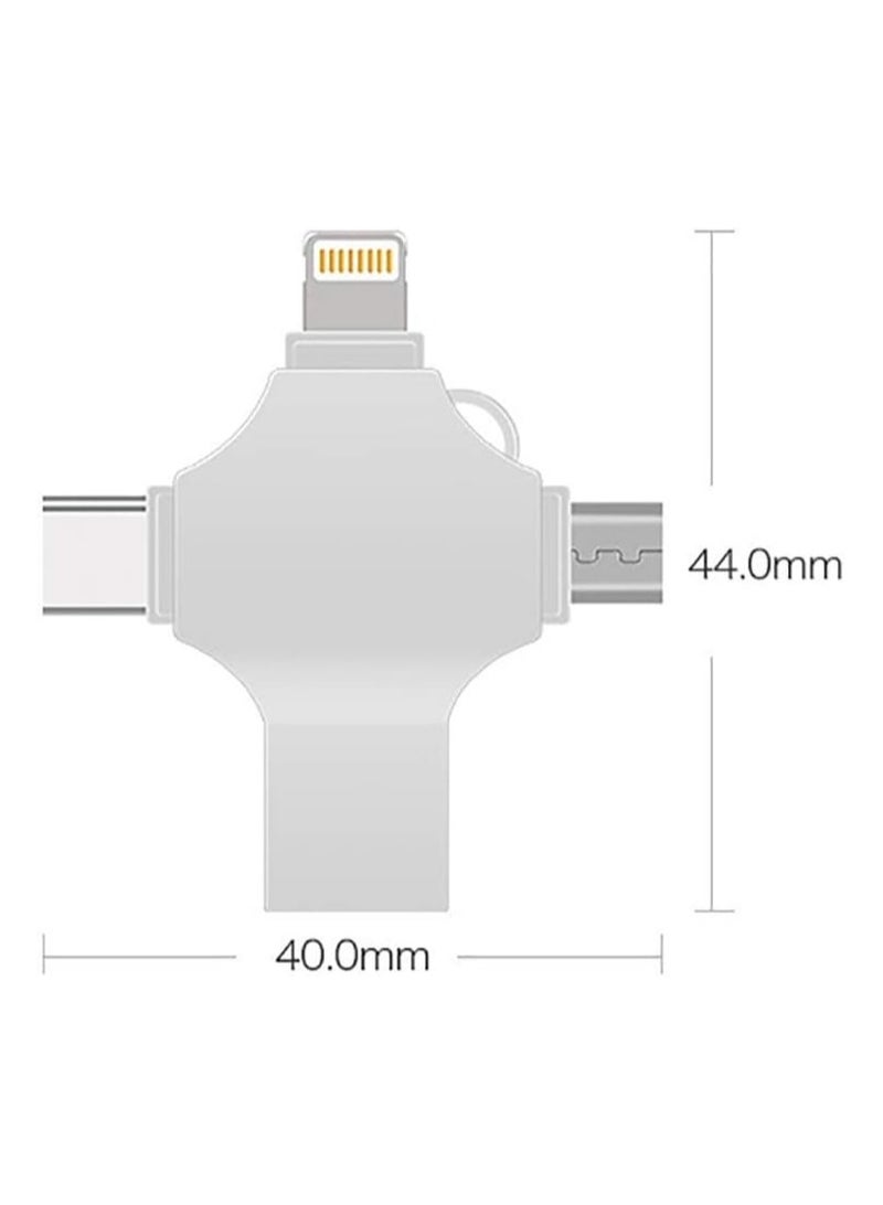 محرك أقراص فلاش BXDZOOER عالي السرعة USB C ذاكرة فلاش 128 جيجابايت 4 في 1 متعددة الوظائف مع منافذ Micro Type-C لأجهزة Android الذكية Iphone Pad MacBook والكمبيوتر المحمول WZT-SZ003 (فضي) - Image 5