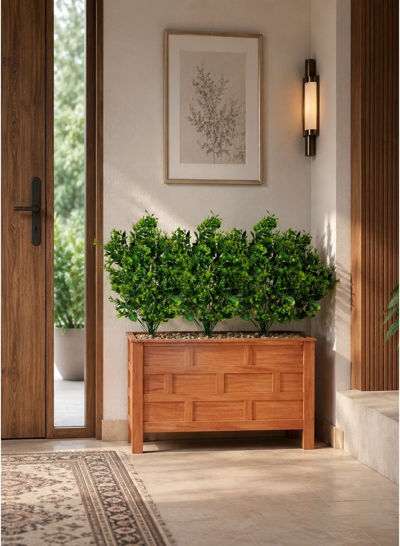 Tala Artificial Plant with 24 Dense Green Branches | Rectangular Wooden Planter Decorated with Natural Pebbles | 75 cm Height × 60 cm Length - Image 2