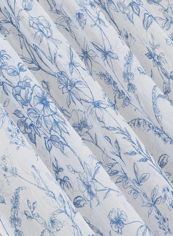 No. 918 Ambree Vintage Floral Sheer Rod Pocket Curtain Panel, 51" x 63", Chinoiserie Blue - Image 2