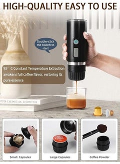 Generic Portable Coffee Maker, 3-in-1 Fast Hot Mini Electric Espresso Machine, Self-heating Automatic Capsule Coffee Maker,for Capsules, Coffee Powder, Tea, Suitable for Home, Travel, Camping  - Image 3