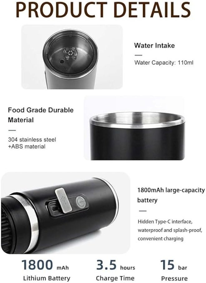 Generic Portable Coffee Maker, 3-in-1 Fast Hot Mini Electric Espresso Machine, Self-heating Automatic Capsule Coffee Maker,for Capsules, Coffee Powder, Tea, Suitable for Home, Travel, Camping  - Image 4