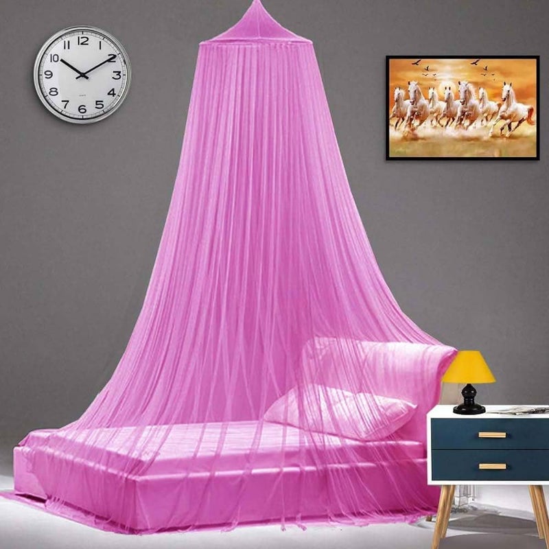 ATTILIO Mosquito Net for Hanging Double Bed | King Size Embroidery Machardani | Nylon 30GSM Strong Net | Canopy Tent for Bedrooom -Light Pink - Image 1