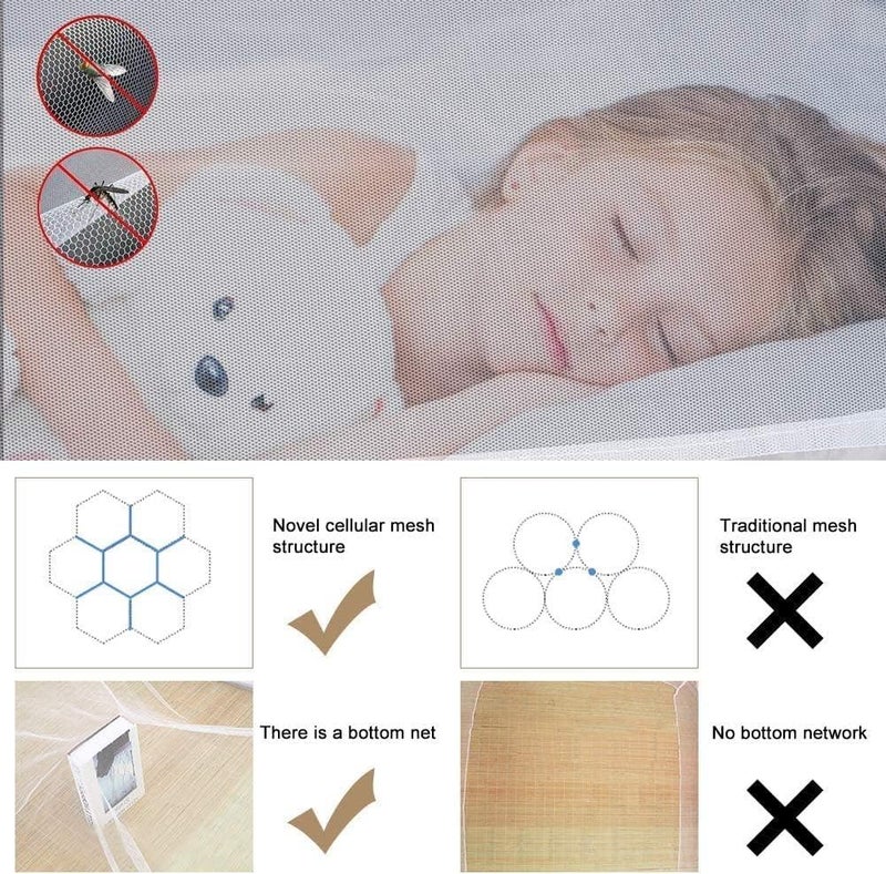 ATTILIO Mosquito Net for Hanging Double Bed | King Size Embroidery Machardani | Nylon 30GSM Strong Net | Canopy Tent for Bedrooom -Light Pink - Image 4