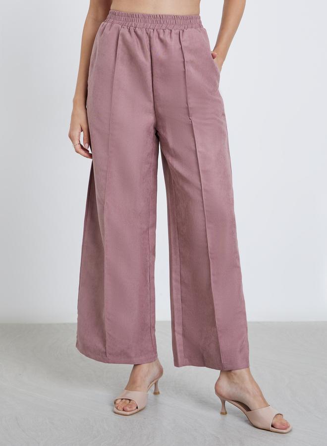 Styli Pink Corduroy Wide Leg Trousers - Image 2