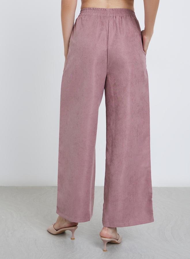 Styli Pink Corduroy Wide Leg Trousers - Image 4