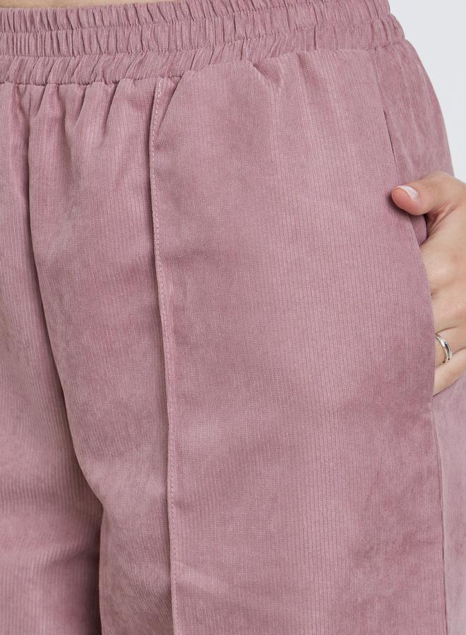 Styli Pink Corduroy Wide Leg Trousers - Image 3