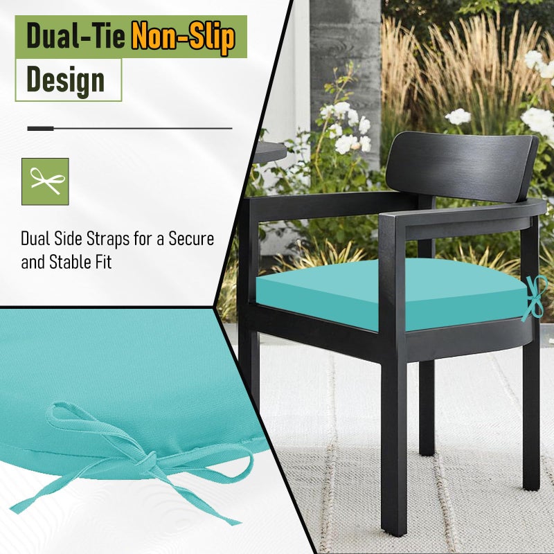Basic Beyond Outdoor Chair Cushions Set of 4, Outdoor Cushions for Patio Furniture, Water Resistant Patio Chair Cushions with 2 Ties, 17x16x2, Teal - Image 4