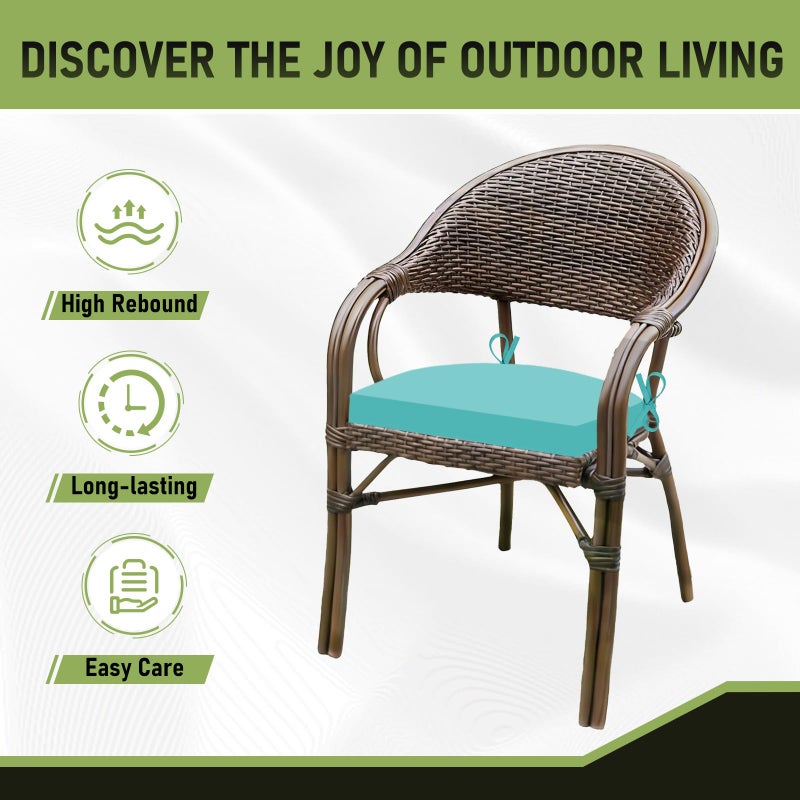 Basic Beyond Outdoor Chair Cushions Set of 4, Outdoor Cushions for Patio Furniture, Water Resistant Patio Chair Cushions with 2 Ties, 17x16x2, Teal - Image 5
