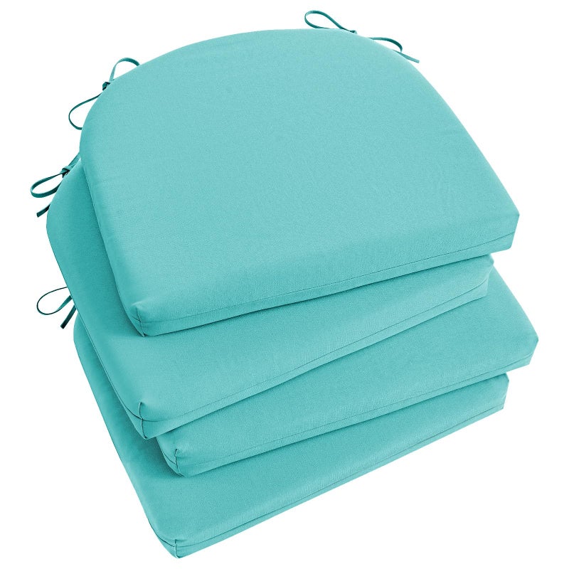 Basic Beyond Outdoor Chair Cushions Set of 4, Outdoor Cushions for Patio Furniture, Water Resistant Patio Chair Cushions with 2 Ties, 17x16x2, Teal - Image 1