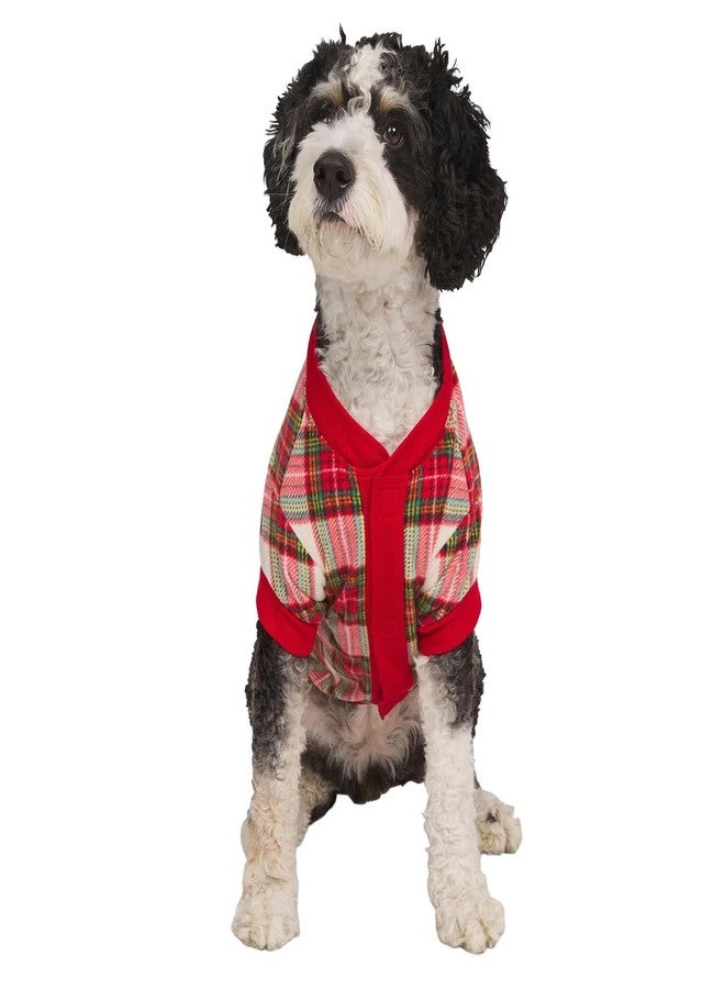 إدي بوار بيجامة إيدي باور للحيوانات الأليفة، مقاس صغير، تصميم كاروهات أحمر، إغلاق فيلكرو علوي، مناسبة للجراء والكلاب والقطط - Image 1