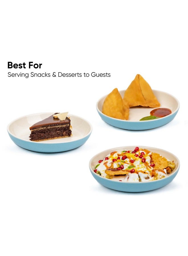 Shay طقم أطباق شاي للوجبات الخفيفة مكون من 6 قطع، سلسلة بطيئة زرقاء | تشطيب لامع | طقم أطباق الوجبات الخفيفة مكون من 6 قطع | أطباق حلوى | طبق وجبات خفيفة (أطباق وجبات خفيفة عميقة - زرقاء، 6 قطع) - Image 4