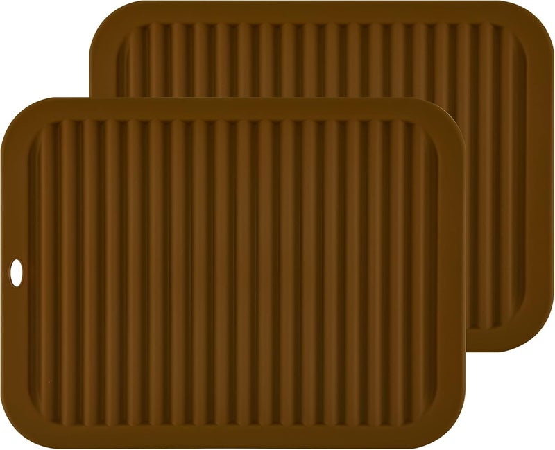 Smithcraft Silicone Trivets for Hot Dishes, Pots & Pans, Hot Pads for Kitchen, Heat Resistant Mat for Quartz Counter Table, Multi-Purpose Silicone Trivet Mat Pot Holders Set 2 Brown - Image 1