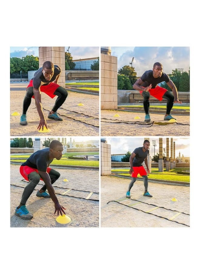 هومستر مجموعة تدريب المرونة السريعة، سلم مرونة سلم كرة القدم مع 12 مرحلة، مع 12 مخروط و 4 مخاطر، مجموعة تدريب لكرة القدم، كرة السلة، البيسبول، الهوكي - Image 4