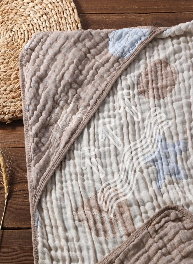 هاردنوك منشفة أطفال هاردنوك فائقة النعومة من الموسلين بغطاء رأس - 32 × 32 بوصة، مثالية للاستحمام والشاطئ، مناسبة للأولاد والبنات من حديثي الولادة وحتى الأطفال الصغار (لون أوشن كوفي) - Image 5