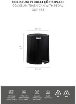 ‎okyanus Home Ocean Home Coliseum Black Pedal Dustbin  - Image 4