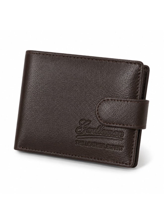 GENTLEMAN Premium Genuine Leather Men’s Bifold Wallet with Snap Closure & Multi-Card Organizer - Image 1