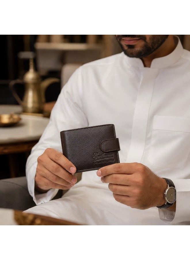 GENTLEMAN Premium Genuine Leather Men’s Bifold Wallet with Snap Closure & Multi-Card Organizer - Image 3