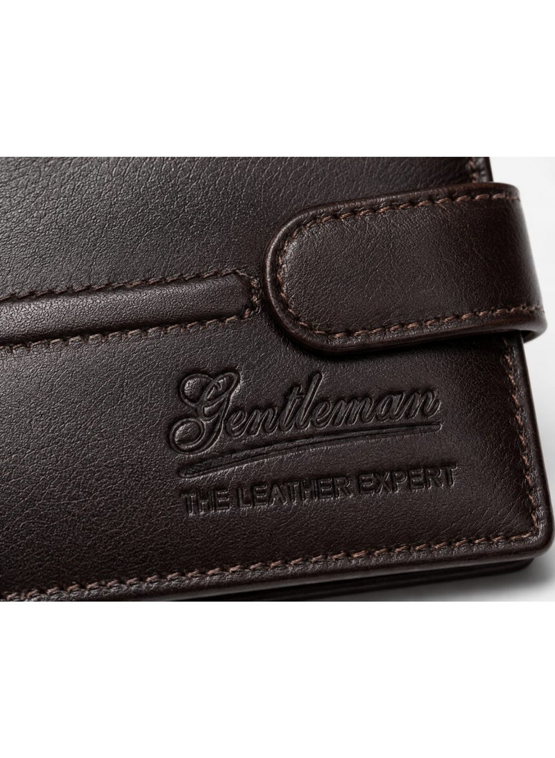 GENTLEMAN Premium Genuine Leather Men’s Bifold Wallet with Snap Closure & Multi-Card Organizer - Image 4