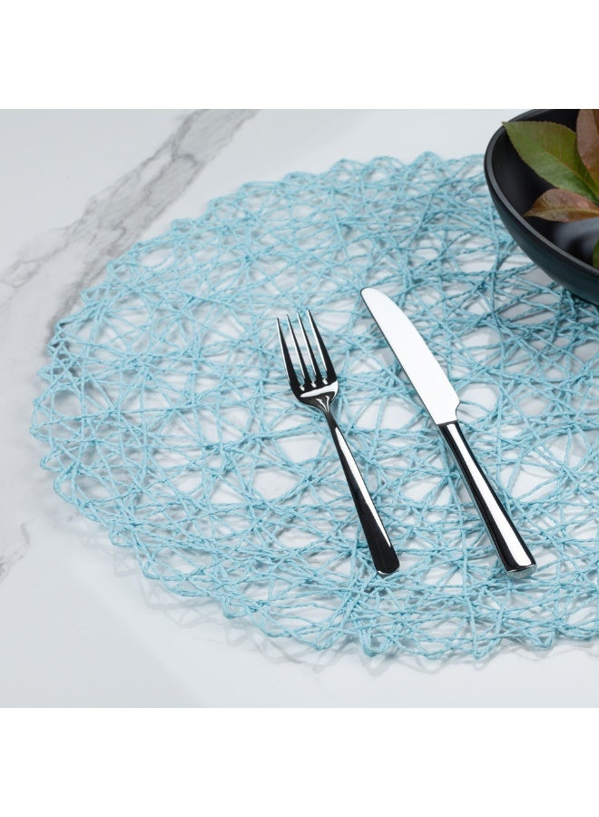 Restaurantware مفرش طاولة دائري من Spinweave مقاس 15 بوصة، مجموعة من 6 مفرش طاولة للمطبخ - شبه قابلة للتخلص، مصنوعة يدويًا، مفرش دائري من الورق باللون الأزرق السماوي، متينة، مفرش طاولة للمناسبات أو حفلات الزفاف - Image 3