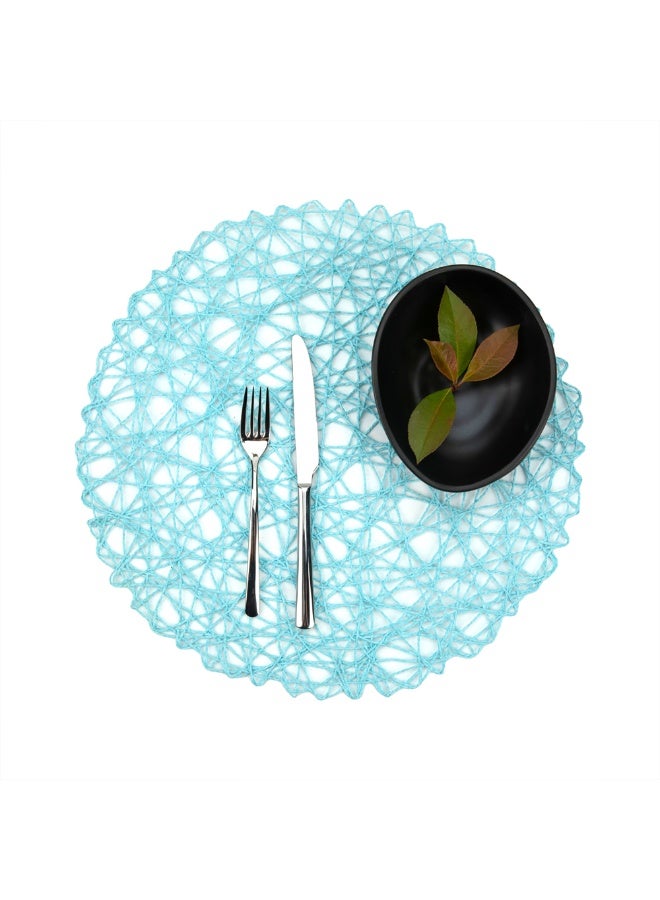 Restaurantware مفرش طاولة دائري من Spinweave مقاس 15 بوصة، مجموعة من 6 مفرش طاولة للمطبخ - شبه قابلة للتخلص، مصنوعة يدويًا، مفرش دائري من الورق باللون الأزرق السماوي، متينة، مفرش طاولة للمناسبات أو حفلات الزفاف - Image 2