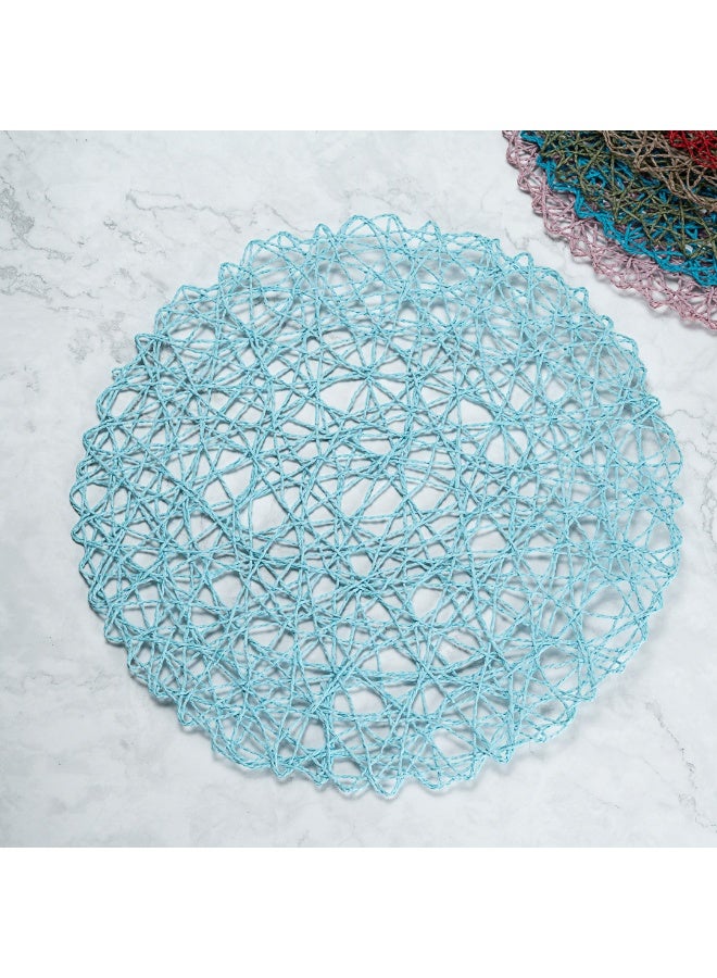 Restaurantware مفرش طاولة دائري من Spinweave مقاس 15 بوصة، مجموعة من 6 مفرش طاولة للمطبخ - شبه قابلة للتخلص، مصنوعة يدويًا، مفرش دائري من الورق باللون الأزرق السماوي، متينة، مفرش طاولة للمناسبات أو حفلات الزفاف - Image 4