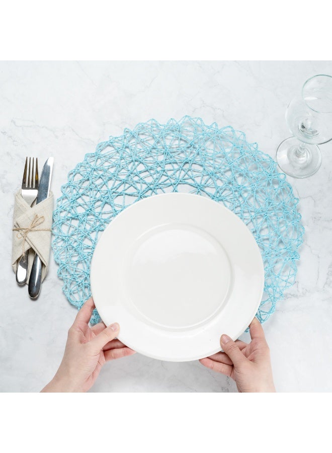 Restaurantware مفرش طاولة دائري من Spinweave مقاس 15 بوصة، مجموعة من 6 مفرش طاولة للمطبخ - شبه قابلة للتخلص، مصنوعة يدويًا، مفرش دائري من الورق باللون الأزرق السماوي، متينة، مفرش طاولة للمناسبات أو حفلات الزفاف - Image 5