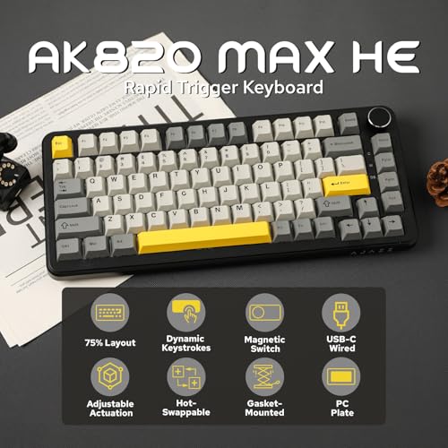 MechLands AJAZZ AK820 MAX HE Hall Effect Magnetic Gaming Keyboard, Adjustable Actuation, 8KHz Polling Rate, Wired Rapid Fast Keyboard, Creamy Gasket, RGB Backlight, NKRO for Win/Mac (Black) - Image 2