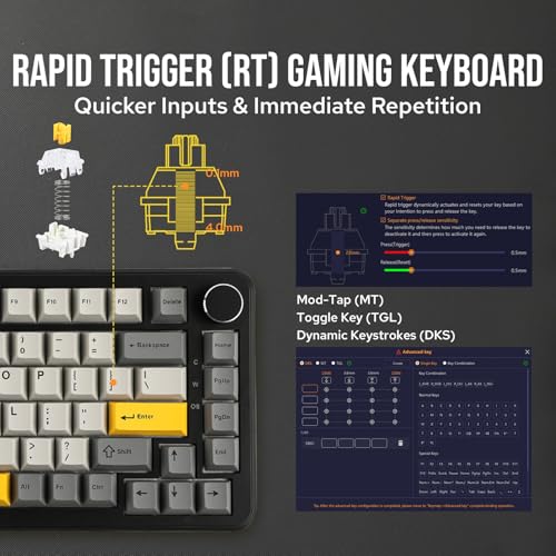 MechLands AJAZZ AK820 MAX HE Hall Effect Magnetic Gaming Keyboard, Adjustable Actuation, 8KHz Polling Rate, Wired Rapid Fast Keyboard, Creamy Gasket, RGB Backlight, NKRO for Win/Mac (Black) - Image 4